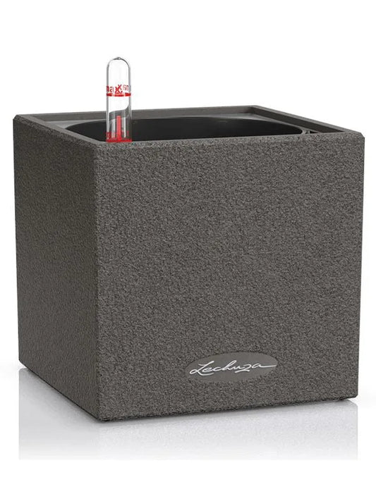 Lechuza Canto Stone 14 Plant Pot 14cm Height 12cm Dia All inclusive Set Graphite Black