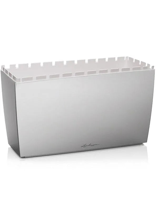 Lechuza Cararo Plant Pot 43cm Height 29cm Dia Silver Metallic