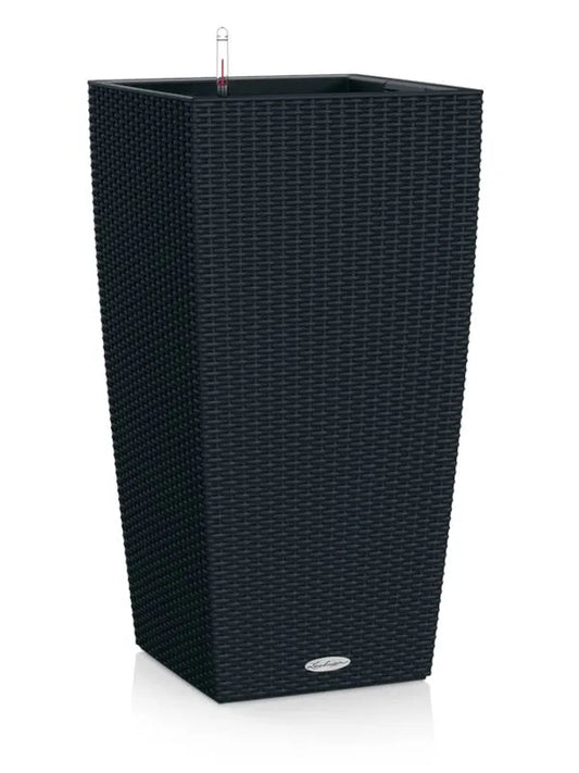 Lechuza Cubico Cottage 40 Plant Pot 75cm Height 38cm Dia All inclusive Set Graphite Black