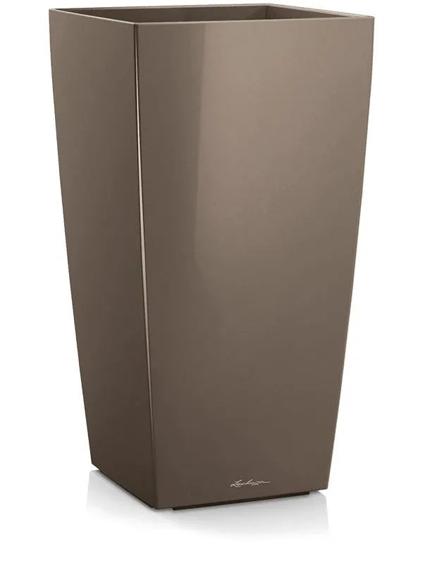 Lechuza Cubico Plant Pot 75cm Height 38cm Dia Taupe High Gloss