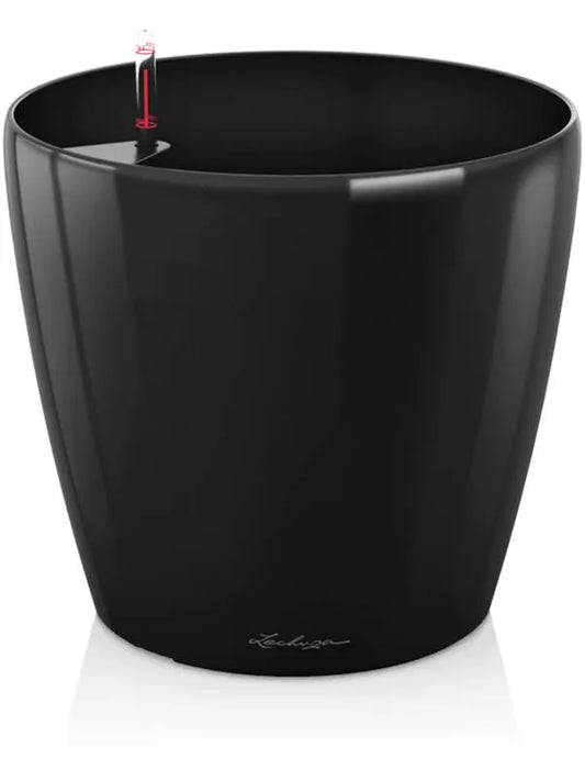 Lechuza Premium Classico 60 Plant Pot 56cm Height 57cm Dia All Inclusive Set Black High Gloss