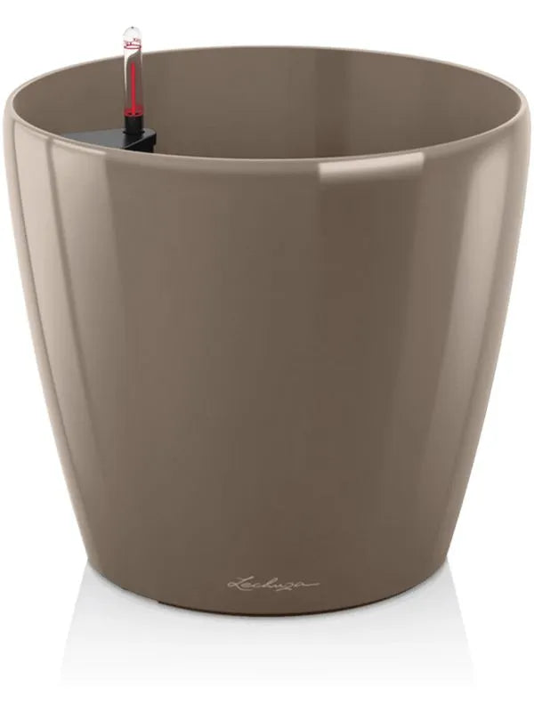 Lechuza Premium Classico 60 Plant Pot 56cm Height 57cm Dia All Inclusive Set Taupe High Gloss