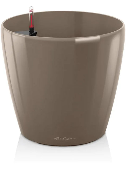 Lechuza Premium Classico 70 Plant Pot 65cm Height 67cm Dia All Inclusive Set Taupe High Gloss