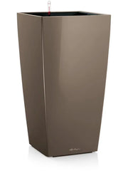 Lechuza Premium Cubico 30 Plant Pot 56cm Height 25cm Dia All Inclusive Set Taupe High Gloss