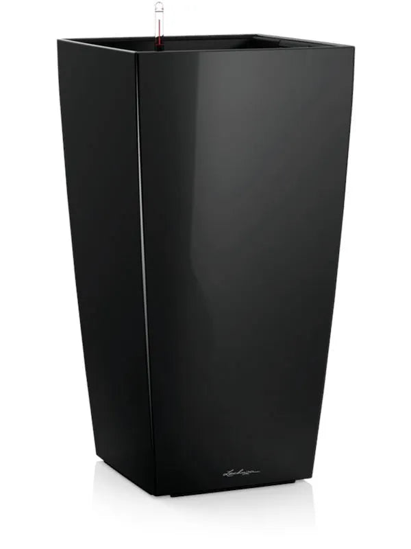 Lechuza Premium Cubico 50 Plant Pot 95cm Height 44cm Dia All Inclusive Set Black High Gloss