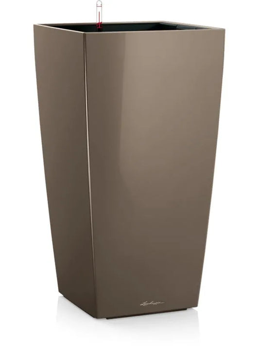 Lechuza Premium Cubico 50 Plant Pot 95cm Height 44cm Dia All Inclusive Set Taupe High Gloss