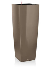 Lechuza Premium Cubico Alto Plant Pot 105cm Height 34.5cm Dia All Inclusive Set Taupe High Gloss