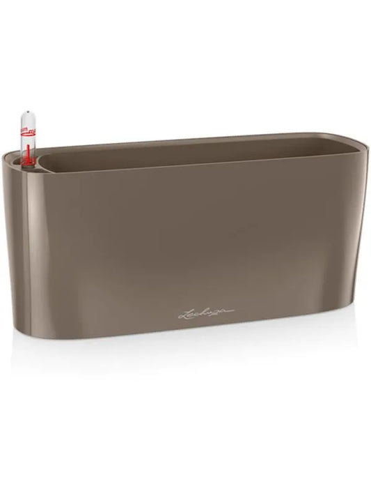 Lechuza Premium Delta 10 Plant Pot 13cm Height 9cm Dia All Inclusive Set Taupe High Gloss