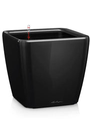 Lechuza Premium Quadro LS 28 Plant Pot 26cm Height 23.5cm Dia All Inclusive Set Black High Gloss