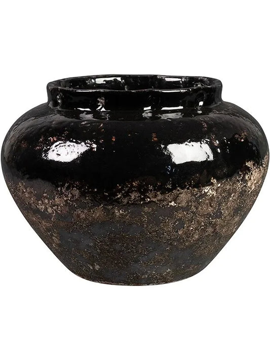 Lindy Plant Pot 20cm Height 14cm Dia Jar Black