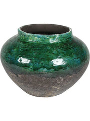 Lindy Plant Pot 20cm Height 14cm Dia Jar Green Black