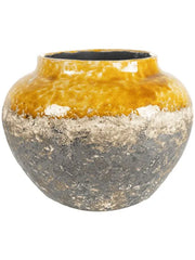 Lindy Plant Pot 20cm Height 14cm Dia Jar Ochre