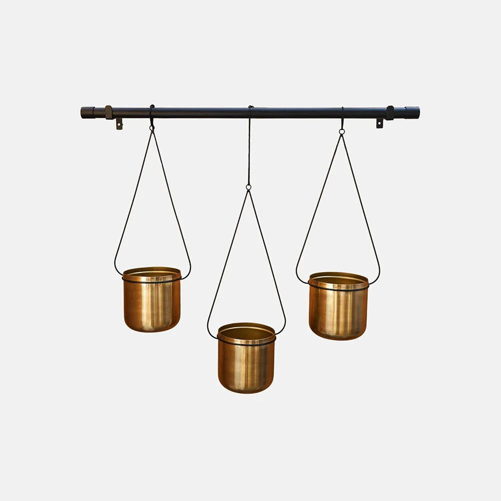 Linear Black and Gold Hanging Planters 81cm