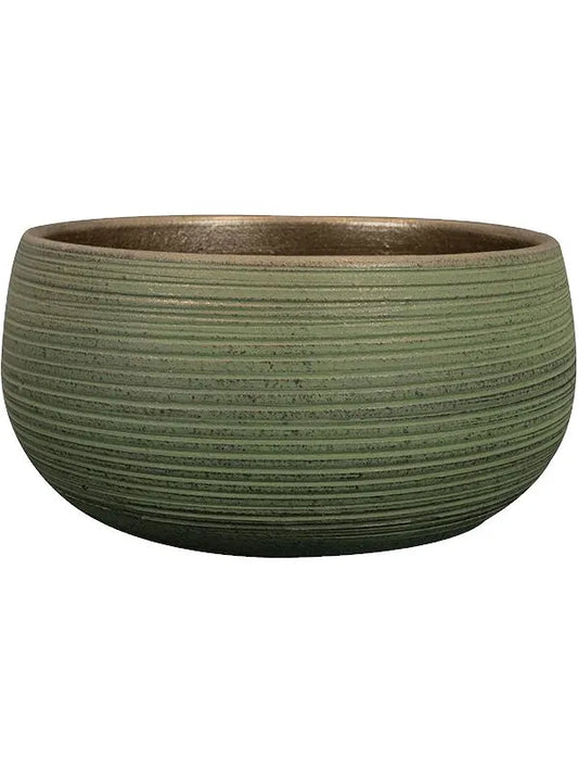 Lydia Plant Pot 13cm Height 26cm Dia Bowl Shiny Green