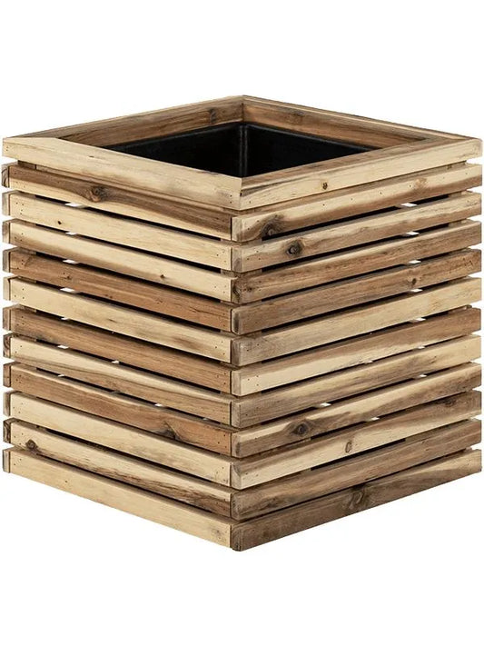 Marrone Orizzontale (with liner) Plant Pot 28cm Height 18cm Dia Cube Naturel (with liner)
