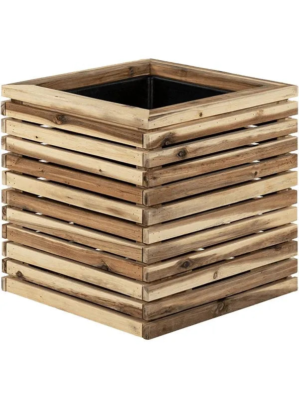 Marrone Orizzontale (with liner) Plant Pot 40cm Height 26cm Dia Cube Naturel