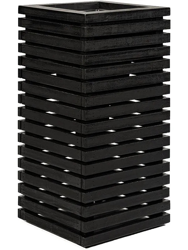 Marrone Orizzontale (with liner) Plant Pot 80cm Height 26cm Dia High Cube Black