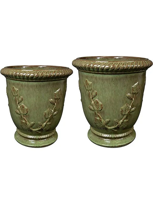 Novell Plant Pot 45cm Height cm Dia Vase Green (set of 2)