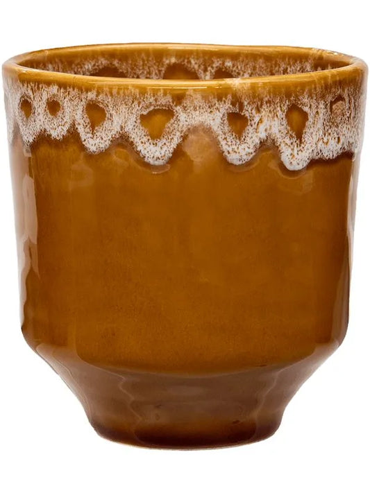 Otis Plant Pot 13cm Height 12cm Dia Pot 2-Tone Ochre