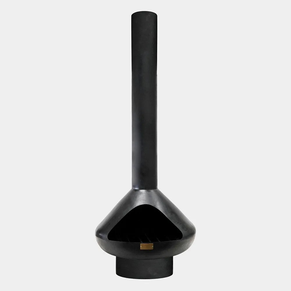 Outdoor Fornax Fireplace in Matt Black 132cm Height 52cm Width