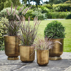 Outdoor Hampton Antique Brass Metal Planter 28cm Height 27.5cm Width