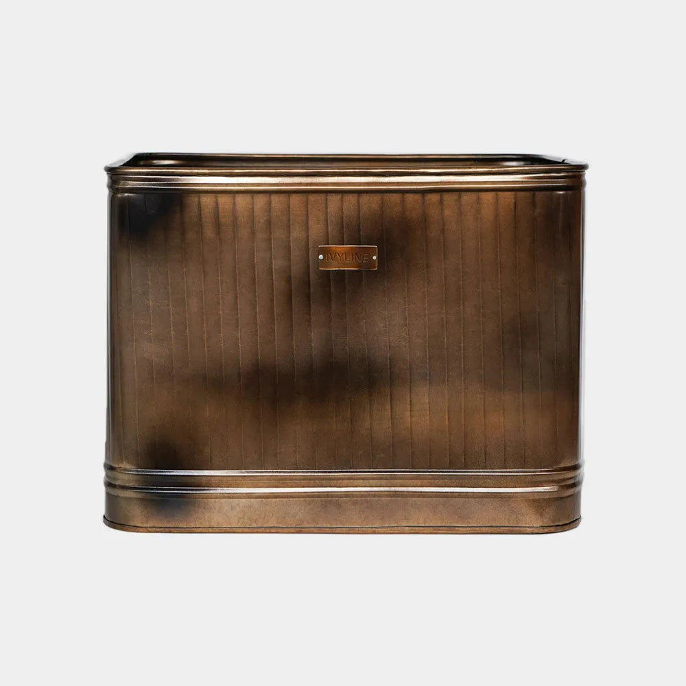 Outdoor Hampton Rectangular Copper Metal Planter 38cm Height 50cm Width