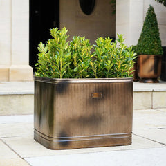 Outdoor Hampton Rectangular Copper Metal Planter 38cm Height 50cm Width