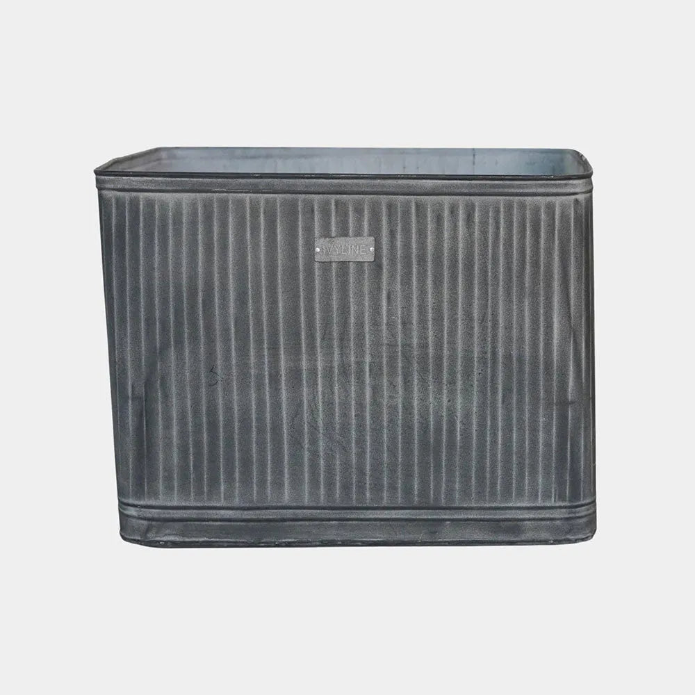 Outdoor Hampton Rectangular Galvanised Metal Planter 38cm Height 50cm Width