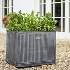 Outdoor Hampton Rectangular Galvanised Metal Planter 38cm Height 50cm Width