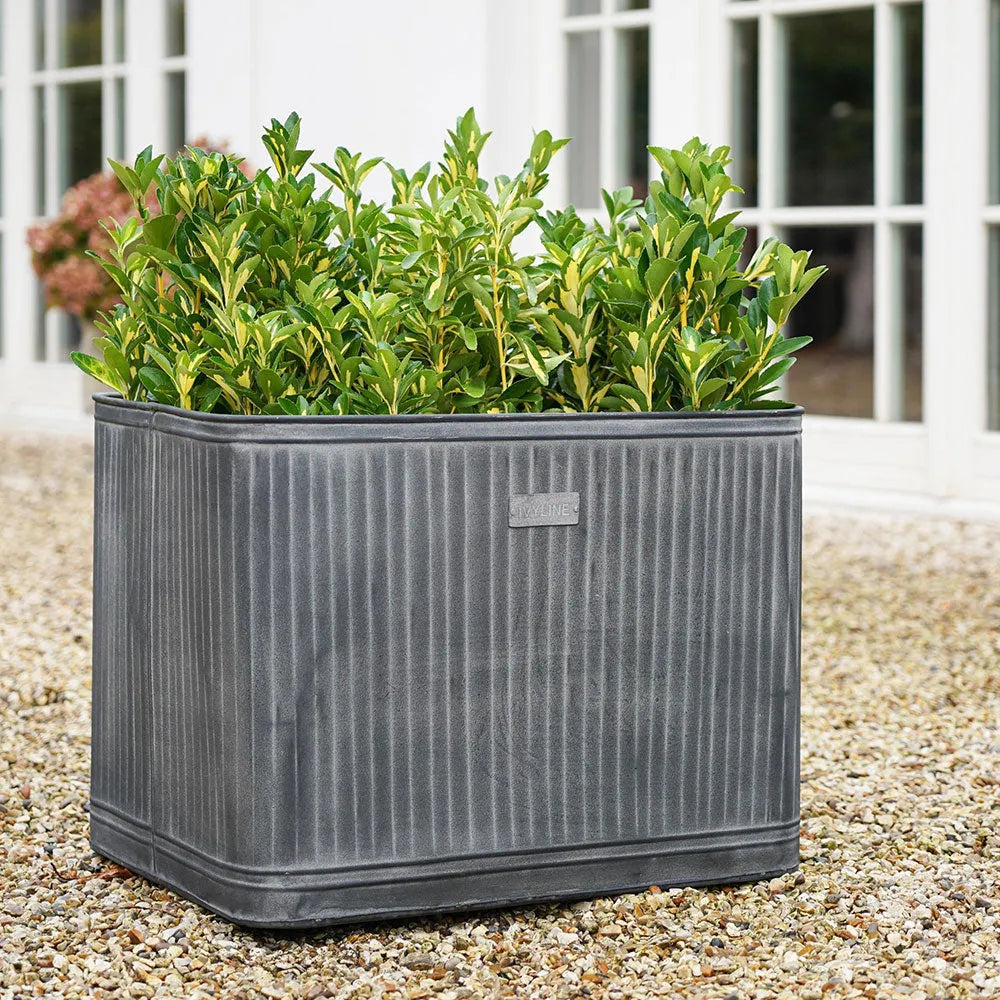Outdoor Hampton Rectangular Galvanised Metal Planter 45cm Height 80cm Width