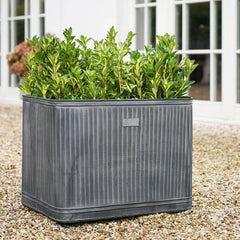 Outdoor Hampton Rectangular Galvanised Metal Planter 45cm Height 80cm Width