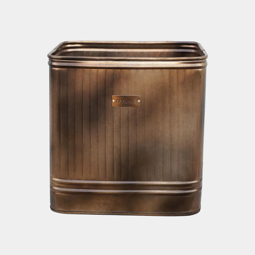 Outdoor Hampton Square Copper Metal Planter 45cm Height 44cm Width