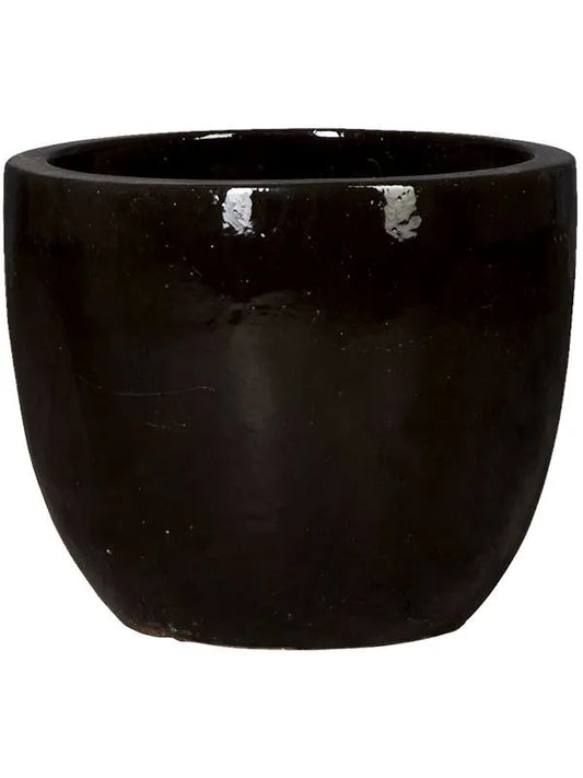Plain Plant Pot 37cm Height 37cm Dia Couple Black Shiny