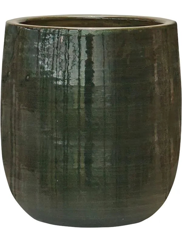 Plain Striped Plant Pot 31cm Height 22cm Dia Darcy Olive