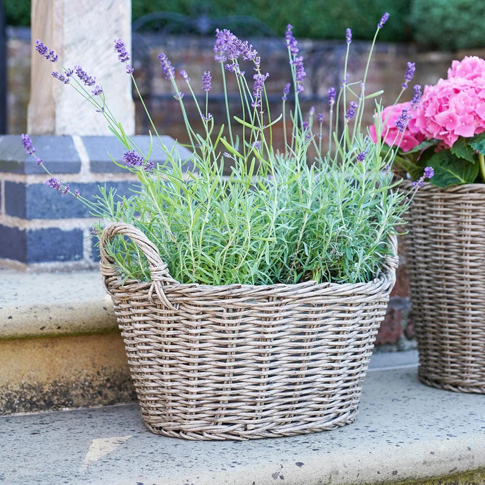 Polyrattan Lined Basket Natural 28cm Height 38cm Dia