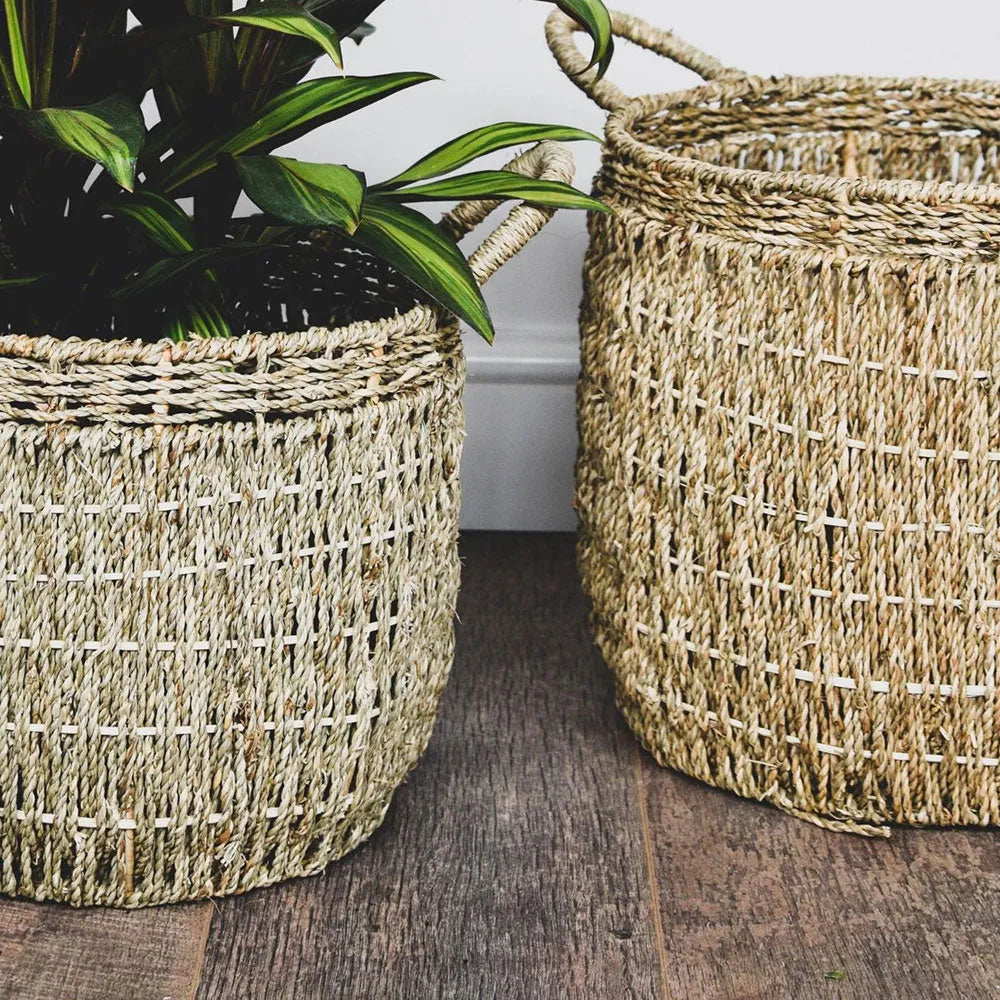 Seagrass Lined Basket Natural Set of 2