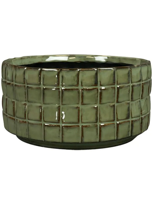 Stian Plant Pot 10cm Height 18cm Dia Bowl Moss Green