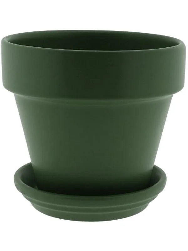 Urbann Plant Pot 17cm Height 18cm Dia Pot & Saucer Matt Olive