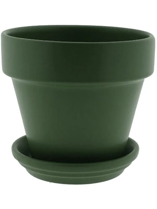 Urbann Plant Pot 17cm Height 18cm Dia Pot & Saucer Matt Olive