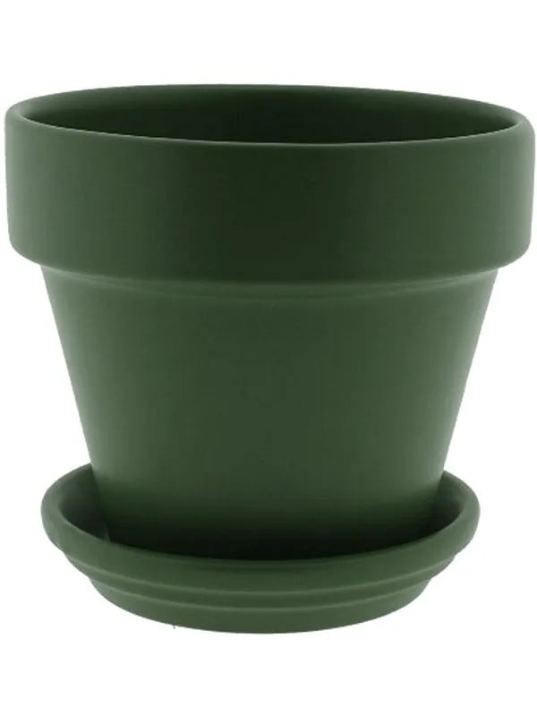 Urbann Plant Pot 22cm Height 19cm Dia Pot & Saucer Matt Olive