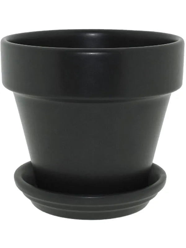 Urbann Plant Pot 22cm Height 24cm Dia Pot & Saucer Matt Anthracite