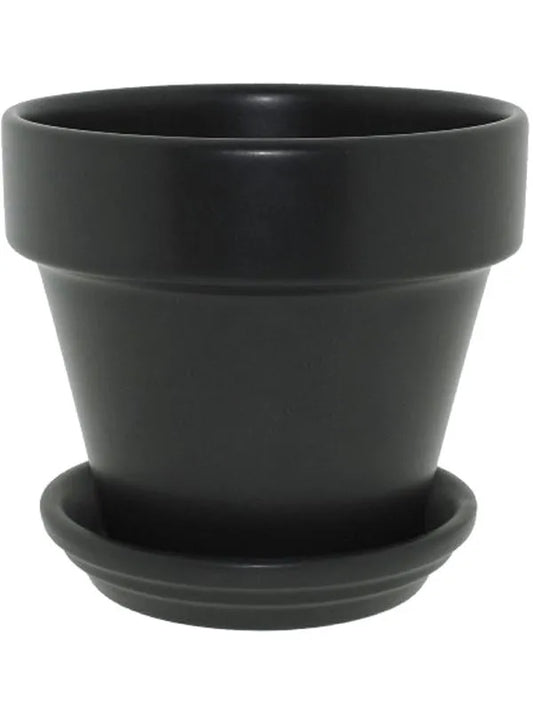 Urbann Plant Pot 22cm Height 24cm Dia Pot & Saucer Matt Anthracite