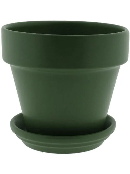 Urbann Plant Pot 26cm Height 29cm Dia Pot & Saucer Matt Olive