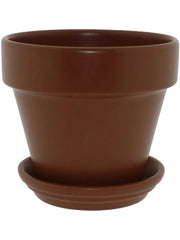 Urbann Plant Pot 26cm Height 29cm Dia Pot & Saucer Matt Terra