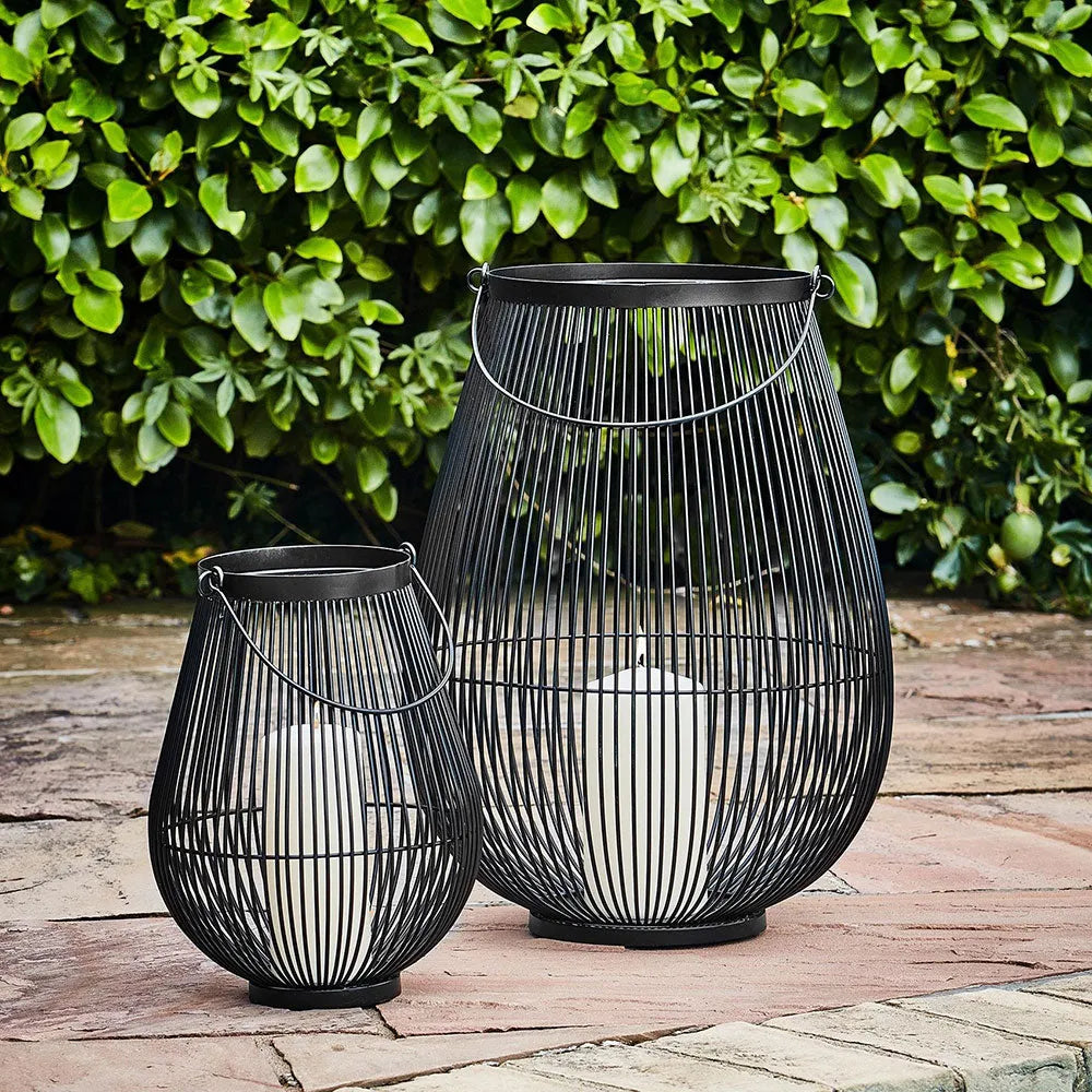 Venere Lantern Black with Glass Insert 46cm Height 35.5cm Width