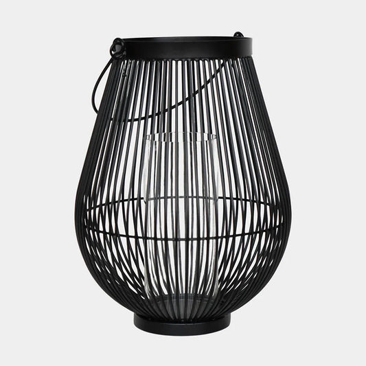 Venere Lantern Black with Glass Insert 46cm Height 35.5cm Width