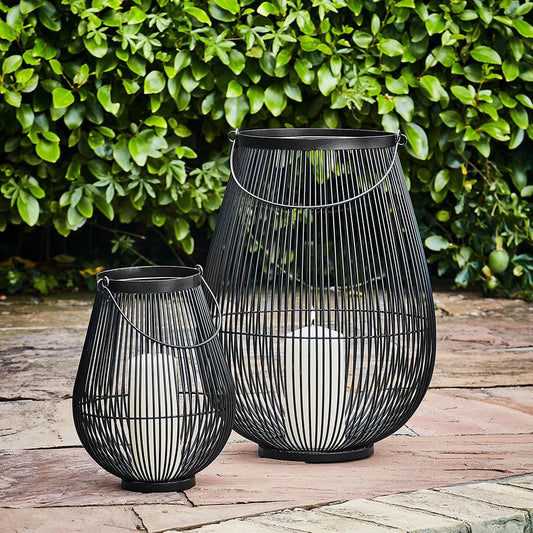 Venere Lantern Black with Glass Insert 46cm Height 35.5cm Width