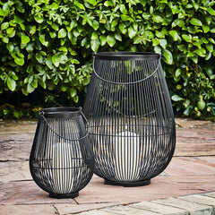 Venere Lantern Black with Glass Insert 46cm Height 35.5cm Width
