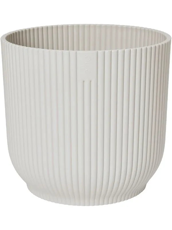 Vibes Fold Plant Pot 32cm Height 34cm Dia Round Wheels Silky White