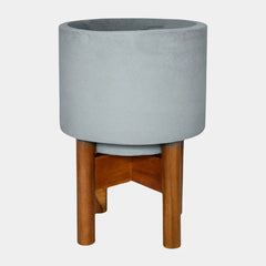 Vigo Concrete Grey Planter with Stand 28cm